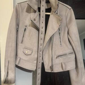 Zara Women's Light Gray Leather Jacket